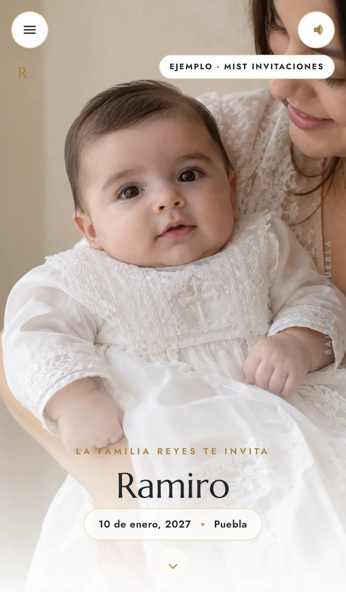 Invitación real de ejemplo — Bautizo